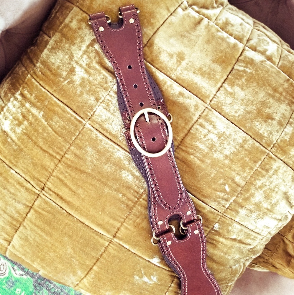 Dark Brown Linked Leather Belt